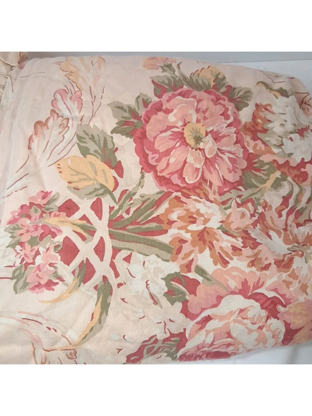 Ralph Lauren Home Guinevere Full Flat Sheet Ruffled Floral French Country Tan